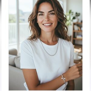 Elegant 925 Sterling Silver Rope Chain Necklace 
& Bracelet Set.New w/ gift box